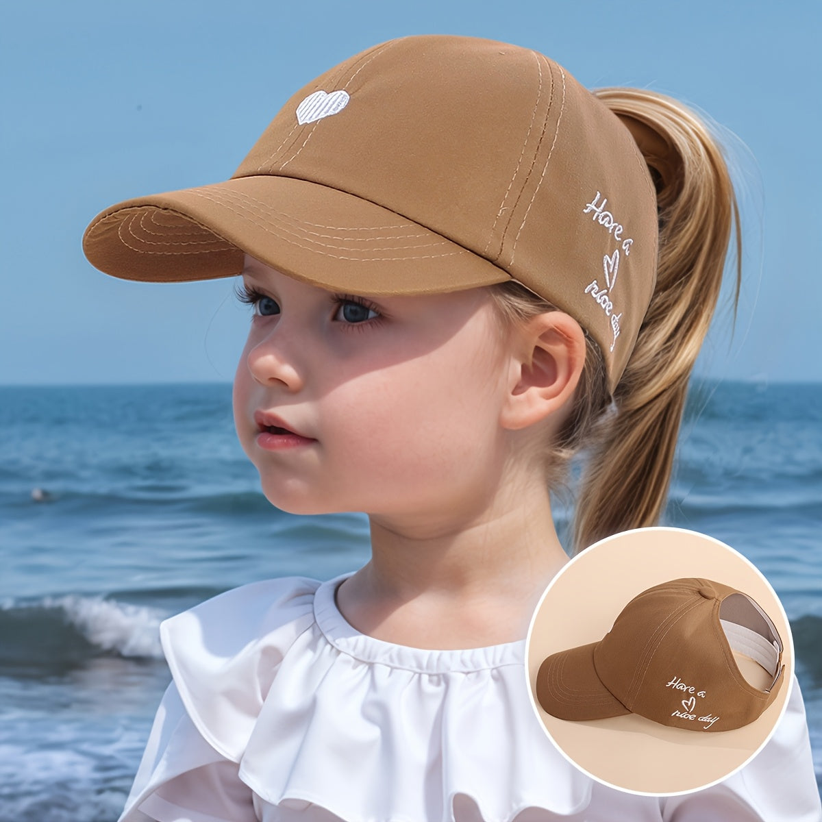 Verstellbare Baseballmütze für Kinder – Herzstickerei und atmungsaktiver Sitz