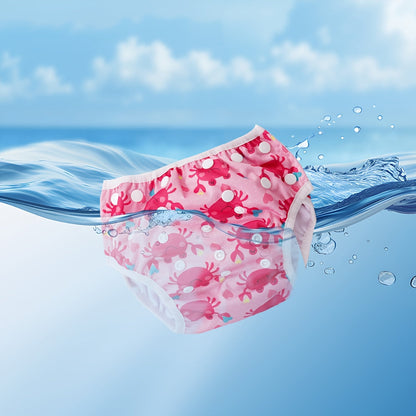 Verstellbare waschbare Schwimmwindel für Babys – Auslaufsicher mit Fischdruck