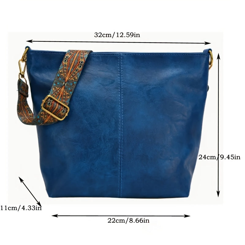 Breite Geometrische Tasche – Große Kapazität Crossbody mit Retro-Vibe