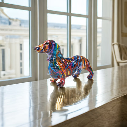 Bunte Dackel-Skulptur – Verspielte Dekoration für dein Interieur