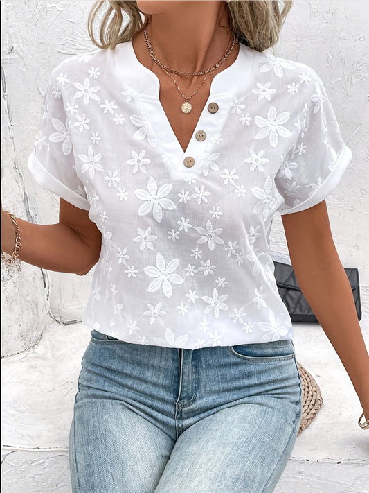 Damen Lockere Sommerbluse - Blumenmuster und Fledermausärmel