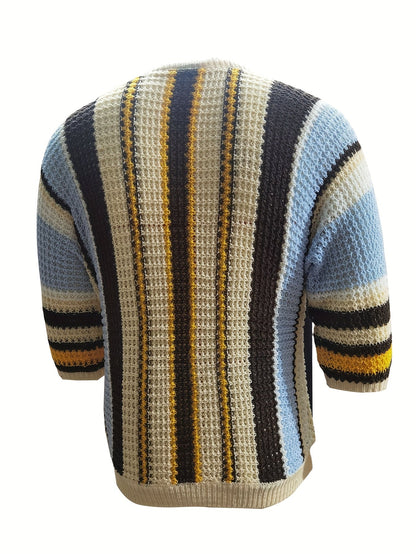 Lässiger Streifen Strickpullover – Bequem und Luftig