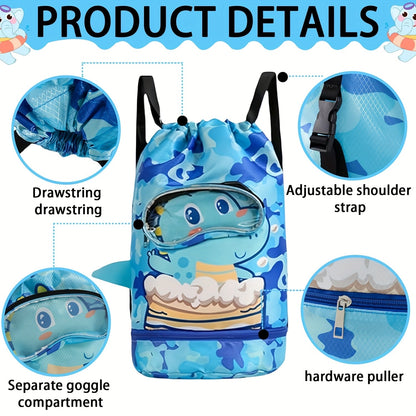 Ozean-Themen Schwimm-Rucksack – Wasserdicht mit Nass/Trocken-Trennung