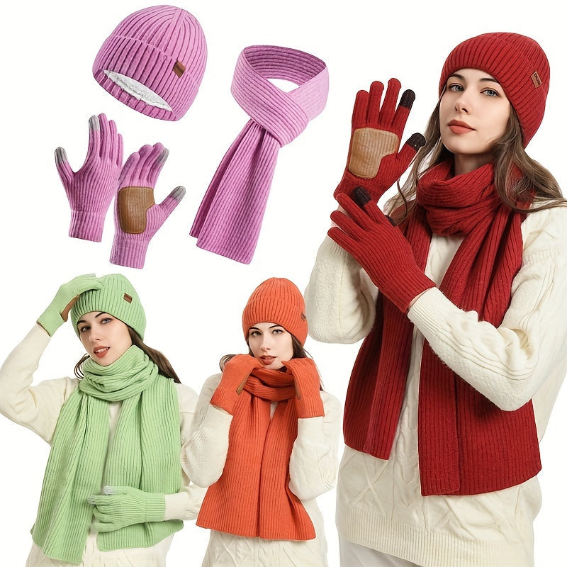 Fröhliches Winterset – Mütze, Schal und Handschuhe für Paare