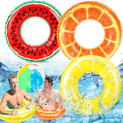 Frucht-Themen Aufblasbare Poolfloats – Set aus 3 strapazierfähigen Ringen