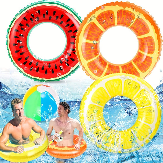 Frucht-Themen Aufblasbare Poolfloats – Set aus 3 strapazierfähigen Ringen