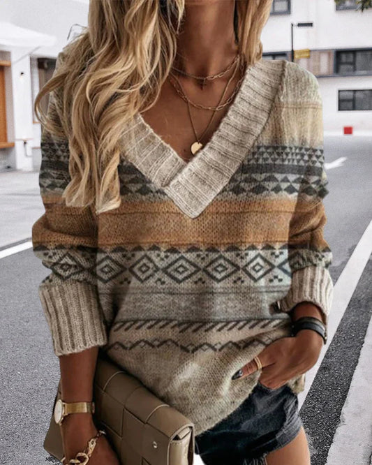 Lina V-Ausschnitt Pullover - Für einen Warmen und Stilvollen Look