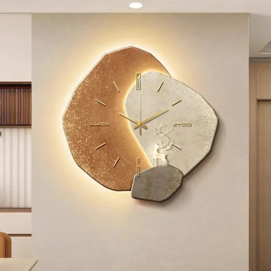 LunaWood Akzent Wanduhr – Natürliche Eleganz mit Sanftem LED‑Schein