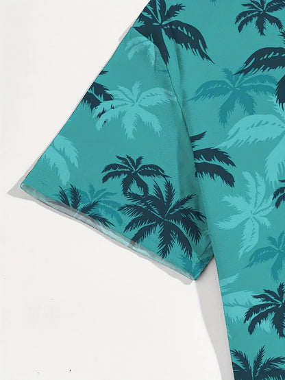 Herren Hemd mit Palmenprint – Lässiger & Atmungsaktiver Sommerstil
