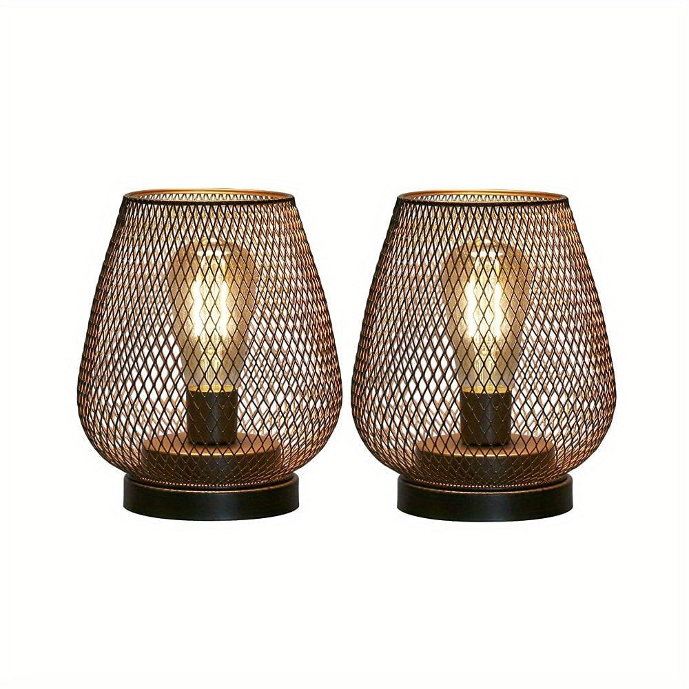 RusticMesh Tischlampen-Set – Industrieller Stil und Stimmungsvolle Beleuchtung