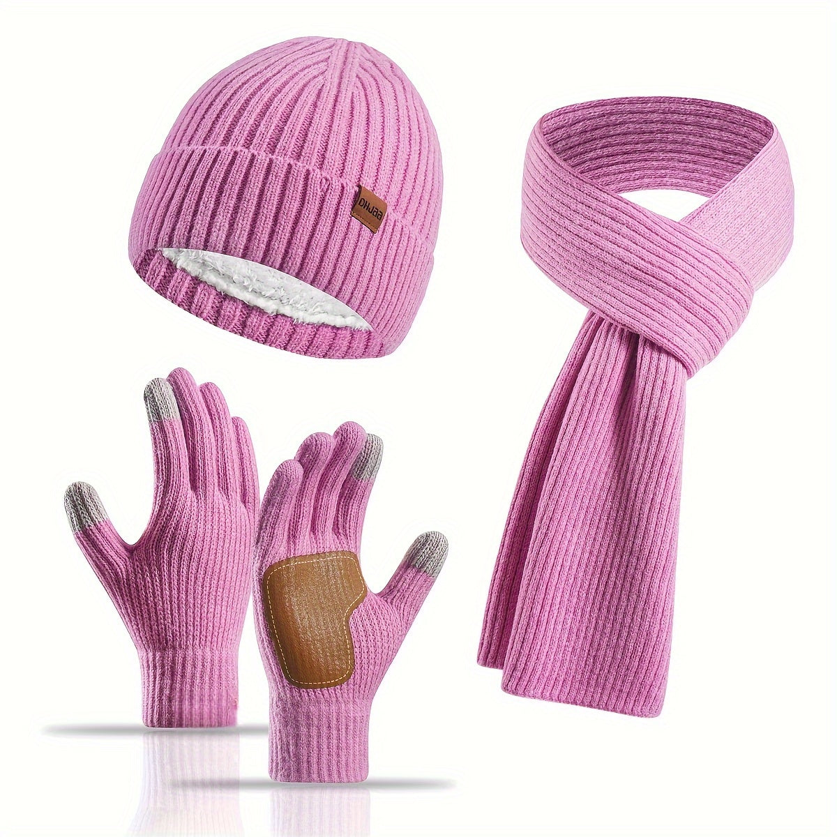 Fröhliches Winterset – Mütze, Schal und Handschuhe für Paare