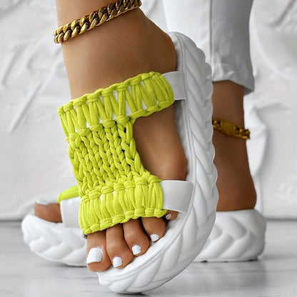 Bequeme Damen Sandalen mit Geflochtenem Obermaterial und Plattformsohle