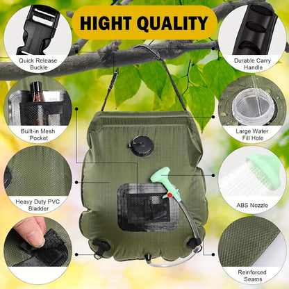 SunnyFlow Solar-Dusche Sack – Praktisch, Auslaufsicher und Mit Temperaturmesser