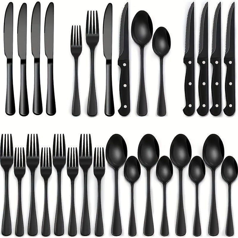 Schwarzes Edelstahl Besteckset – Modernes Design mit Hochwertiger Verarbeitung