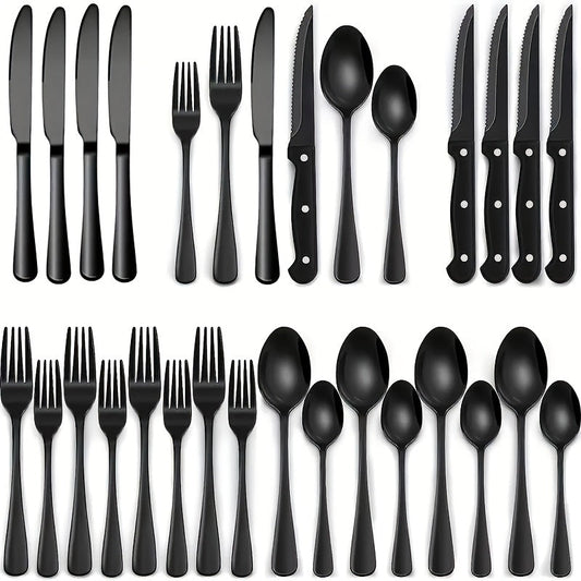 Schwarzes Edelstahl Besteckset – Modernes Design mit Hochwertiger Verarbeitung