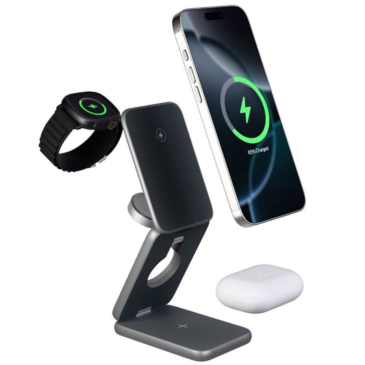 3-in-1 Faltbare Drahtloses Ladegerät – Reisefreundliches Ladegerät für Apple Geräte