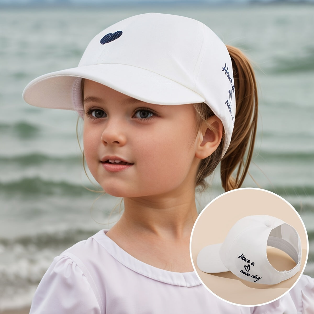 Verstellbare Baseballmütze für Kinder – Herzstickerei und atmungsaktiver Sitz