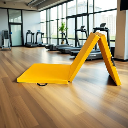 Tragbare Dreifach-Yogamatte mit dicker Polsterung, rutschfester PU-Oberfläche und Griff