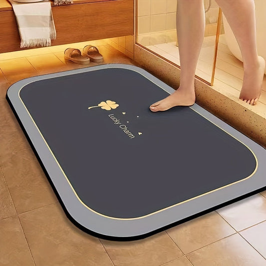 Lucky Charm Schnell Trocknende Badmatte – Geometrisches Design mit Rutschfestigkeit für Dusche und Eingang