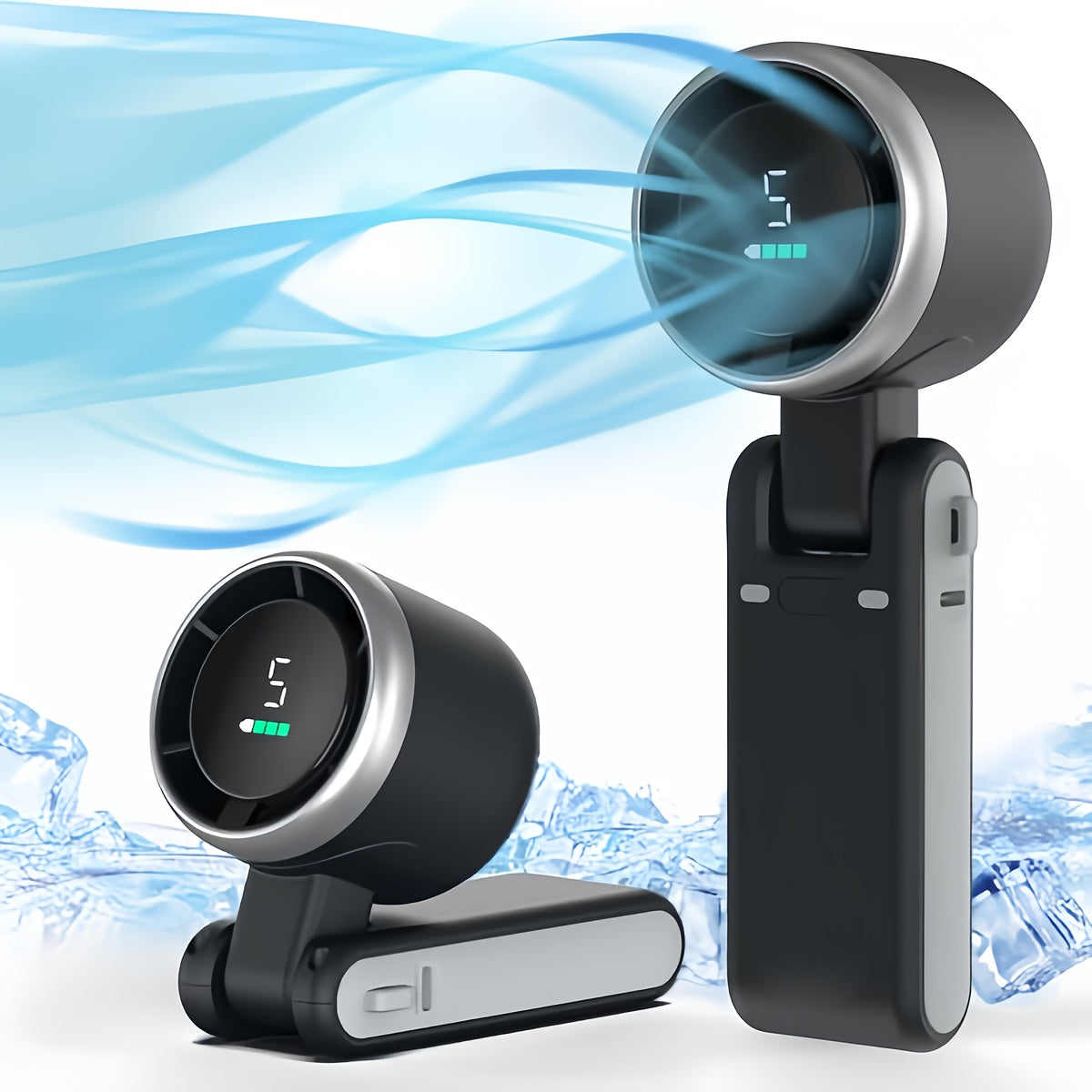 Kompakter Turbo Handventilator – 3-in-1 USB wiederaufladbar mit 5 Geschwindigkeiten