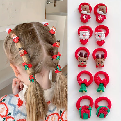 Festliches Weihnachts-Haarband Set für Kinder – 10 Stück für Märchenhafte Stylings
