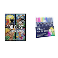 Colouring Quest Activity Book + 12 farbige Aquarellstifte mit Doppelspitze
