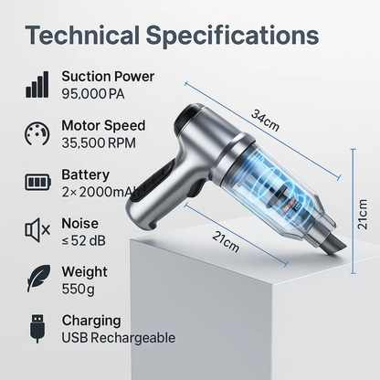 PowerClean Kabelloser Auto-Staubsauger – Kompakt und Superkraftvoll