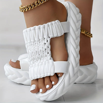Bequeme Damen Sandalen mit Geflochtenem Obermaterial und Plattformsohle