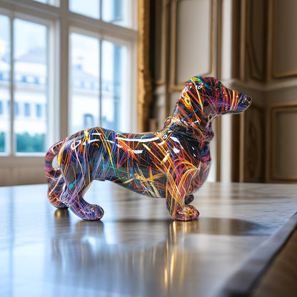Bunte Dackel-Skulptur – Verspielte Dekoration für dein Interieur