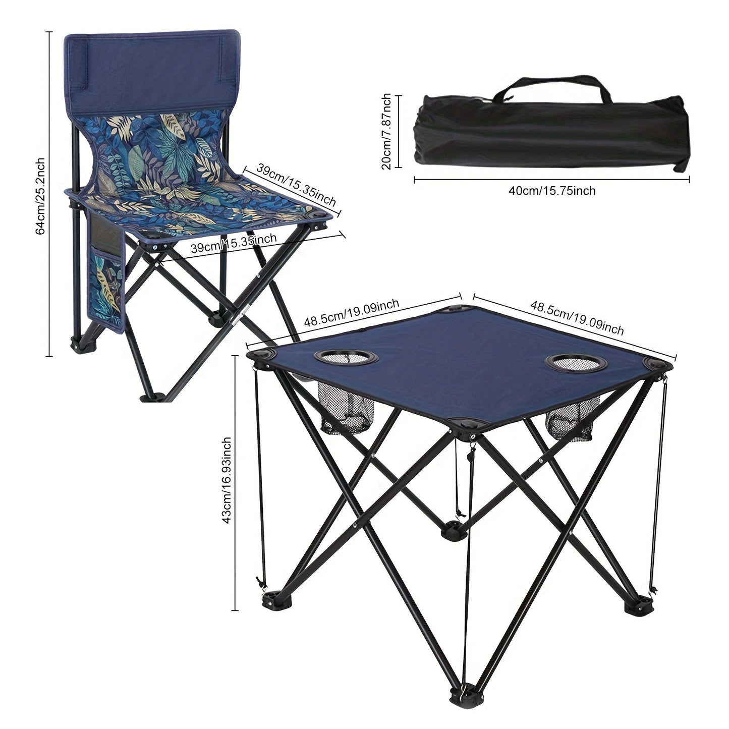 Klappbarer Outdoor Tisch- und Stuhlset – Tragbar für Camping & BBQ