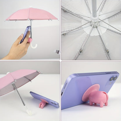 MiniSmart Regenschirm – Smartphone Sonnen- und Regenschutz mit Saugnapfhalter
