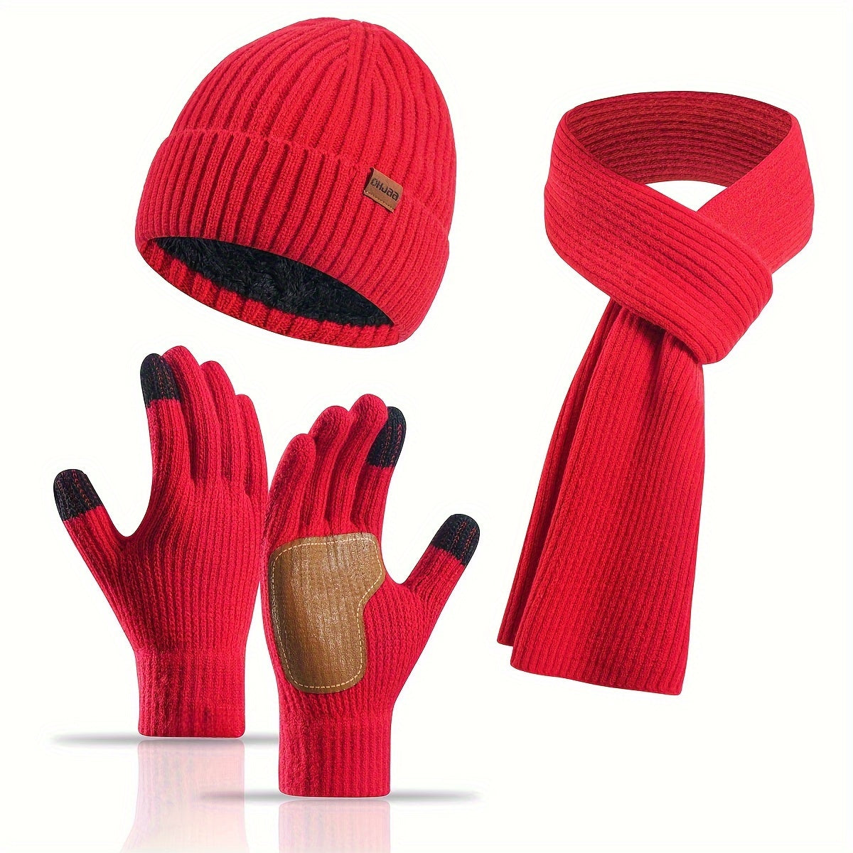 Fröhliches Winterset – Mütze, Schal und Handschuhe für Paare