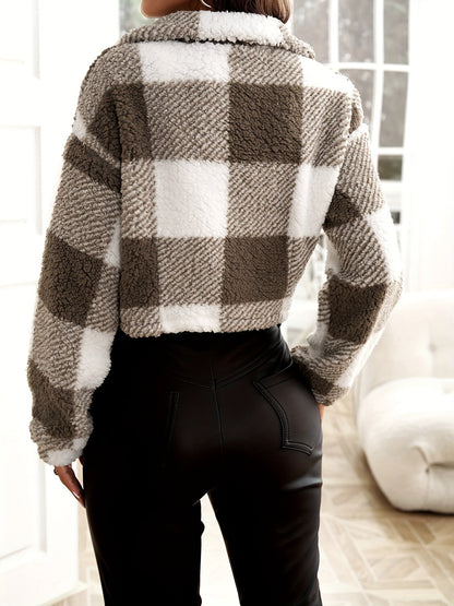 Maya Kariertes Teddy-Jacke – Stilvoll und Komfortabel für Damen
