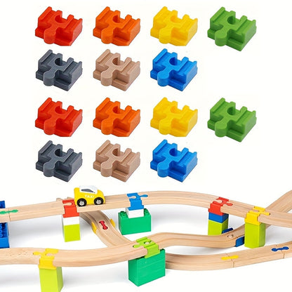 Set von 7-14 Bunt Holzgleisadaptern – Verstellbare Verbinder für den Modellbau