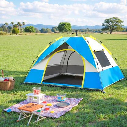 Schnell-Aufbau 4-Personen Campingzelt – Atmungsaktiver und Winddichter Schutz