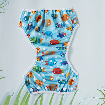 Verstellbare waschbare Schwimmwindel für Babys – Auslaufsicher mit Fischdruck