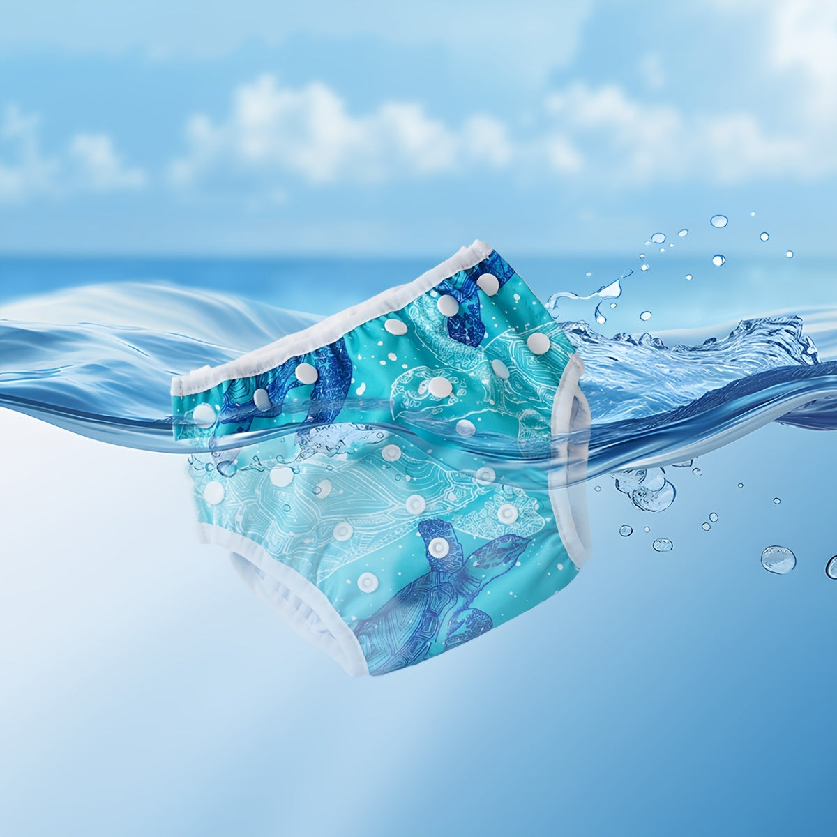Verstellbare waschbare Schwimmwindel für Babys – Auslaufsicher mit Fischdruck