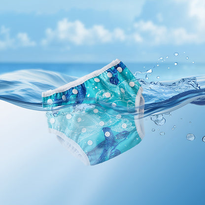 Verstellbare waschbare Schwimmwindel für Babys – Auslaufsicher mit Fischdruck