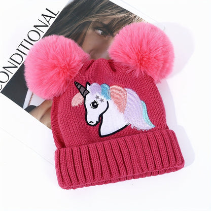 Lila Einhornmütze für Kinder - Gemütlich und Warm mit Pompons