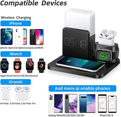 Multi-Funktions-Wireless-Ladestation – Lampe und Wecker inklusive