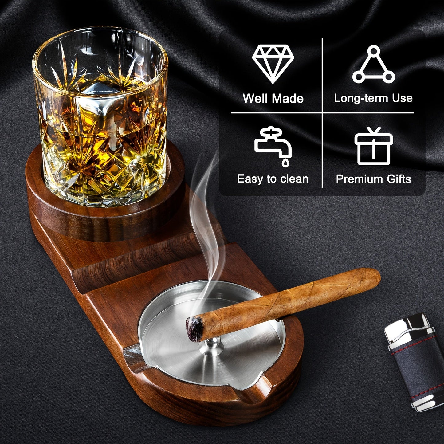 Luxus Cigarre & Whiskey Tray – Das Perfekte Geschenk für Vater oder Partner