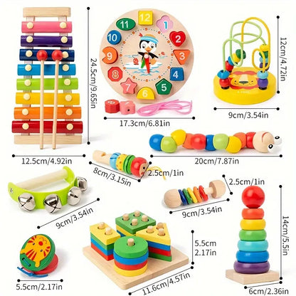 Bunte Holzspielzeug-Set – Pädagogisches Spielzeug für Kinder