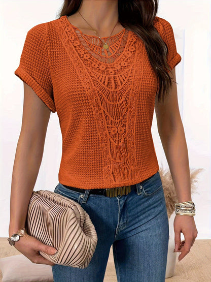 Damen Casual T-Shirt mit Spitze - Komfort und Eleganz
