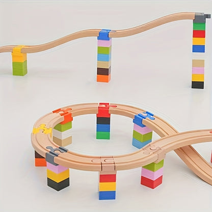 Set von 7-14 Bunt Holzgleisadaptern – Verstellbare Verbinder für den Modellbau