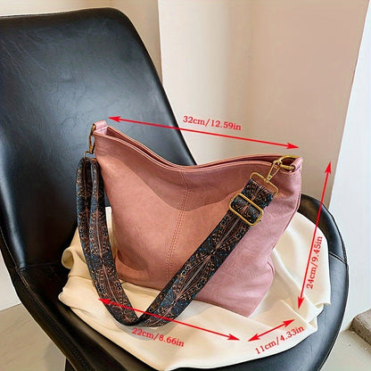 Breite Geometrische Tasche – Große Kapazität Crossbody mit Retro-Vibe