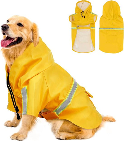 PupJoy - Reflektierende Hunde-Regenjacke mit Kapuze - Sicherer Nachtspaziergang
