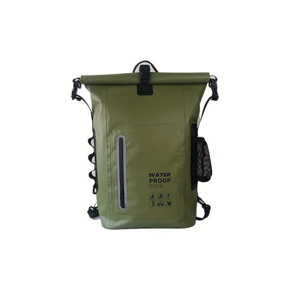 Wasserdichter 25L Rolltop-Rucksack mit mehreren Fächern, stabiler Schnallenversiegelung und Netz-Seitentasche