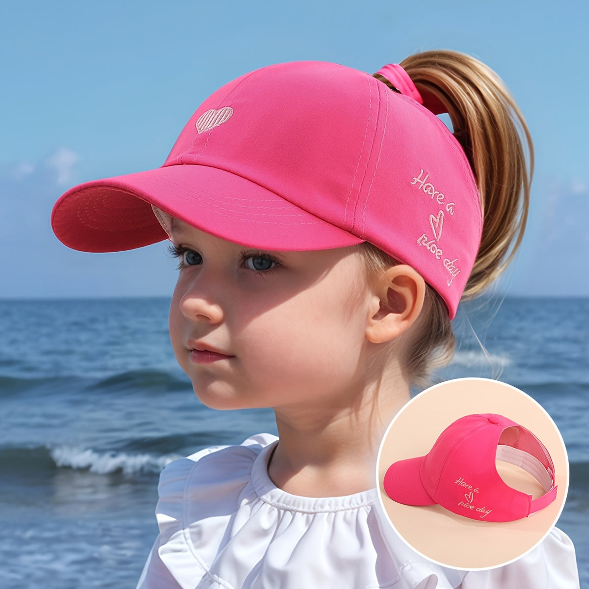 Verstellbare Baseballmütze für Kinder – Herzstickerei und atmungsaktiver Sitz