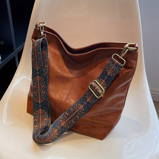 Breite Geometrische Tasche – Große Kapazität Crossbody mit Retro-Vibe