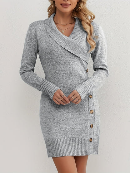 Lena Knöpfen Pullover Kleid - Elegant und Bequem für den Herbst und Winter